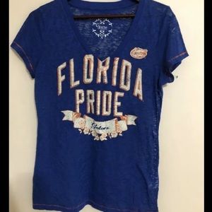 G for Her Florida Gators women’s burn out v neck T-shirt Women’s XL Blue